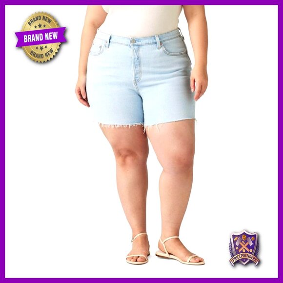 High Rise Denim Shorts Straight Leg 5
